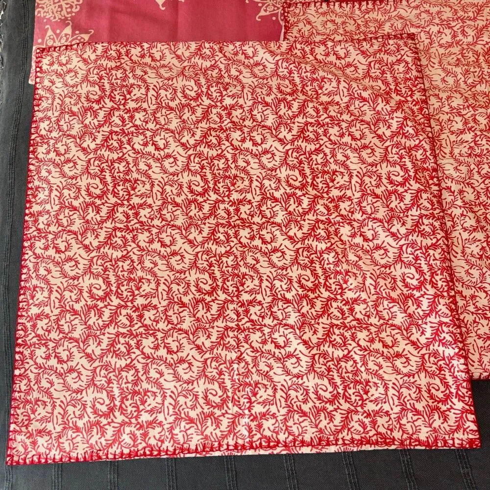 John Robshaw Pillow Shams Cotton Linen Set of 5 Diggi Coral Red & Others India